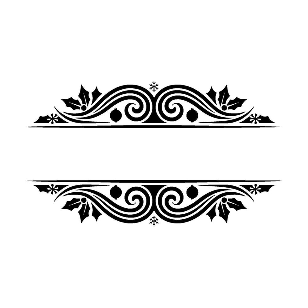 Elegant Black Ornamental Divider, Winter Festive vector
