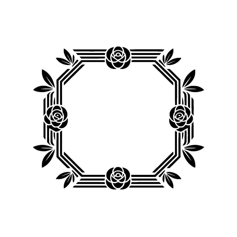 Art Deco Floral Frame Elegant Vintage vector