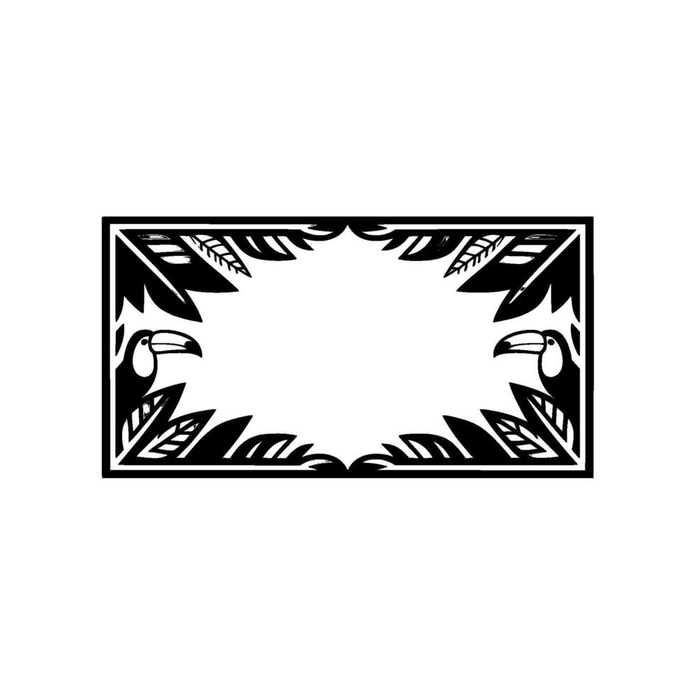 Tropical Frame, Toucan Silhouette, Botanical Border vector