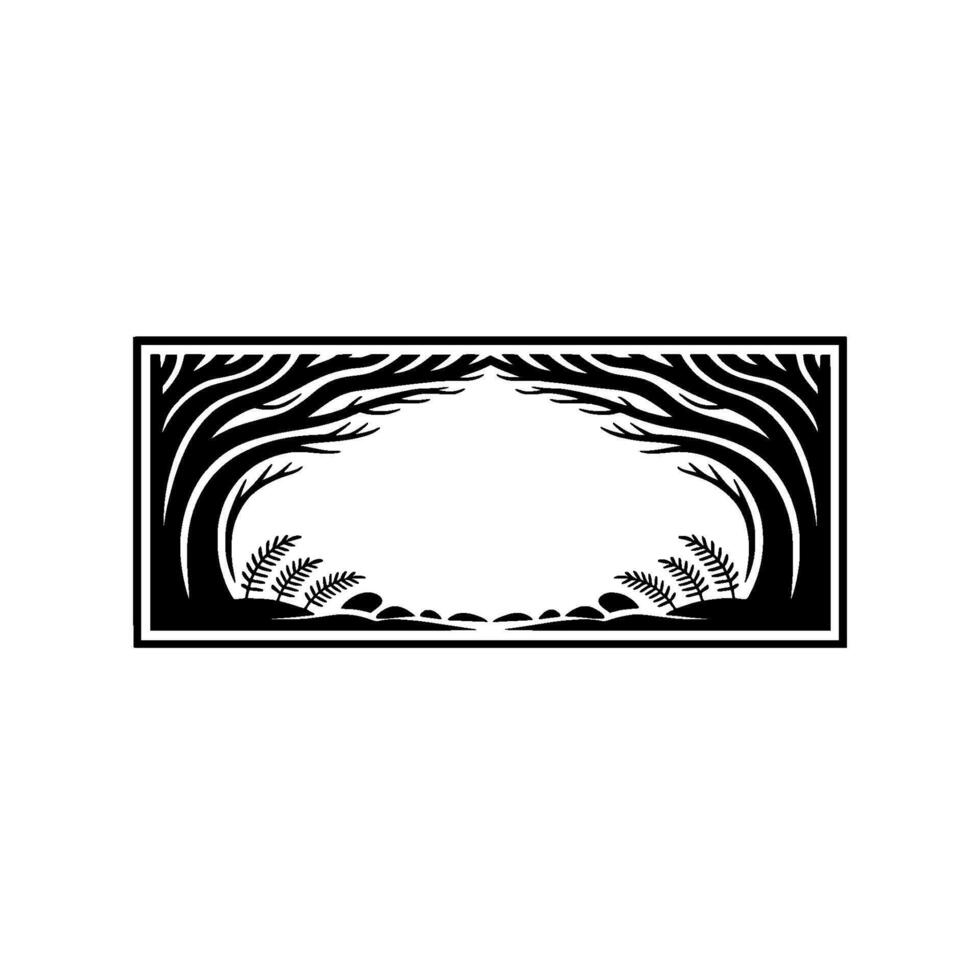 Forest Frame, Minimalist Silhouette, Tranquil Woodland vector