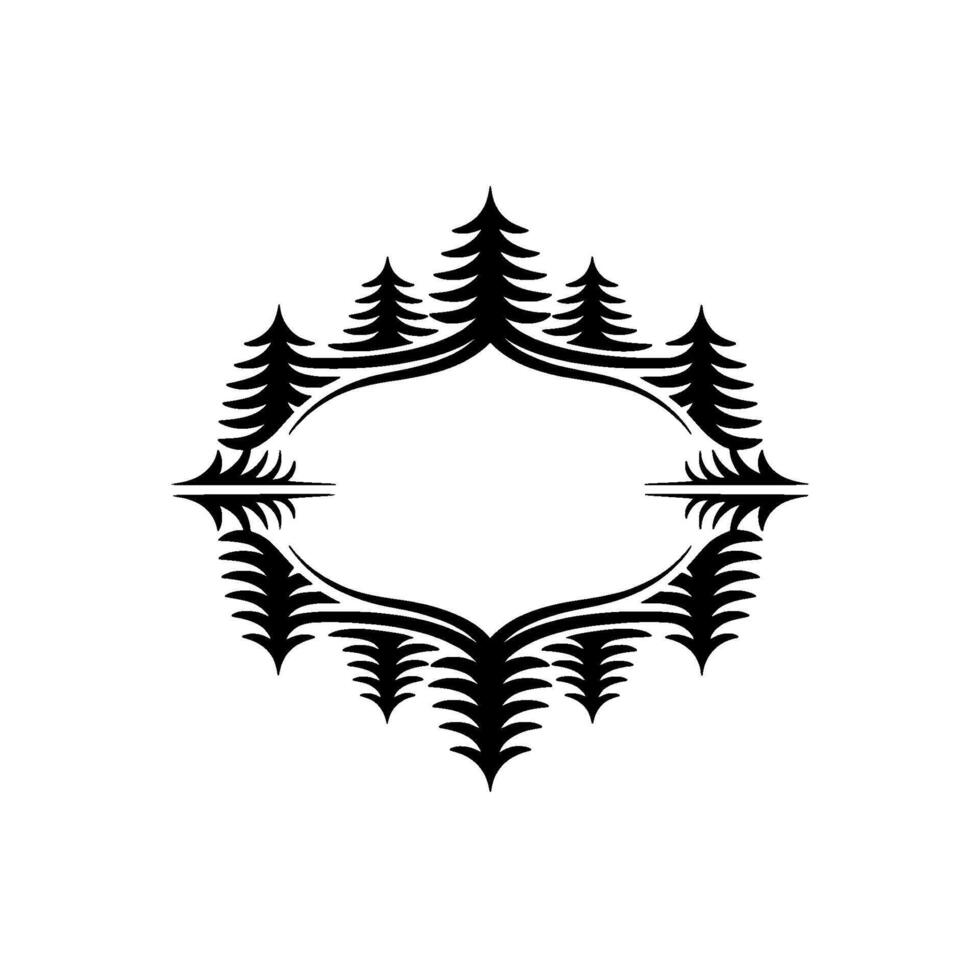 Forest Frame Emblem, Natural Border, Minimalist vector