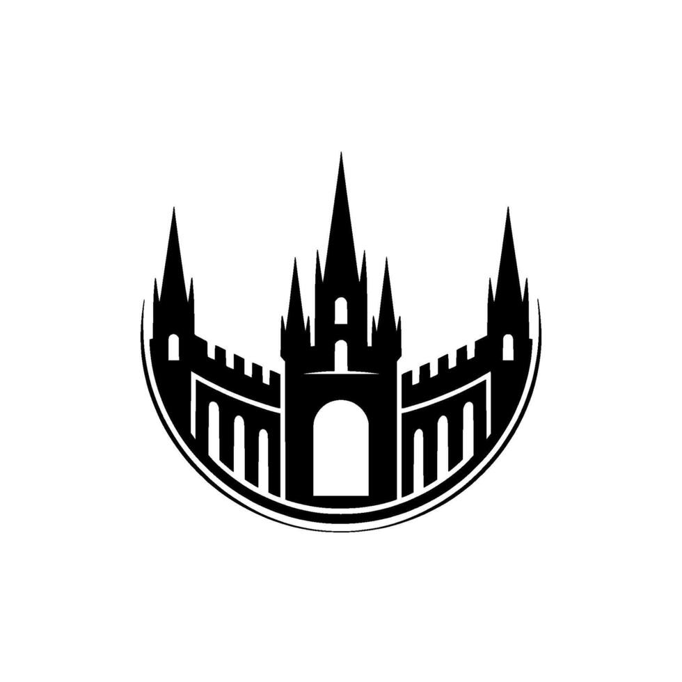 Regal Fortress Silhouette, Circular Emblem vector