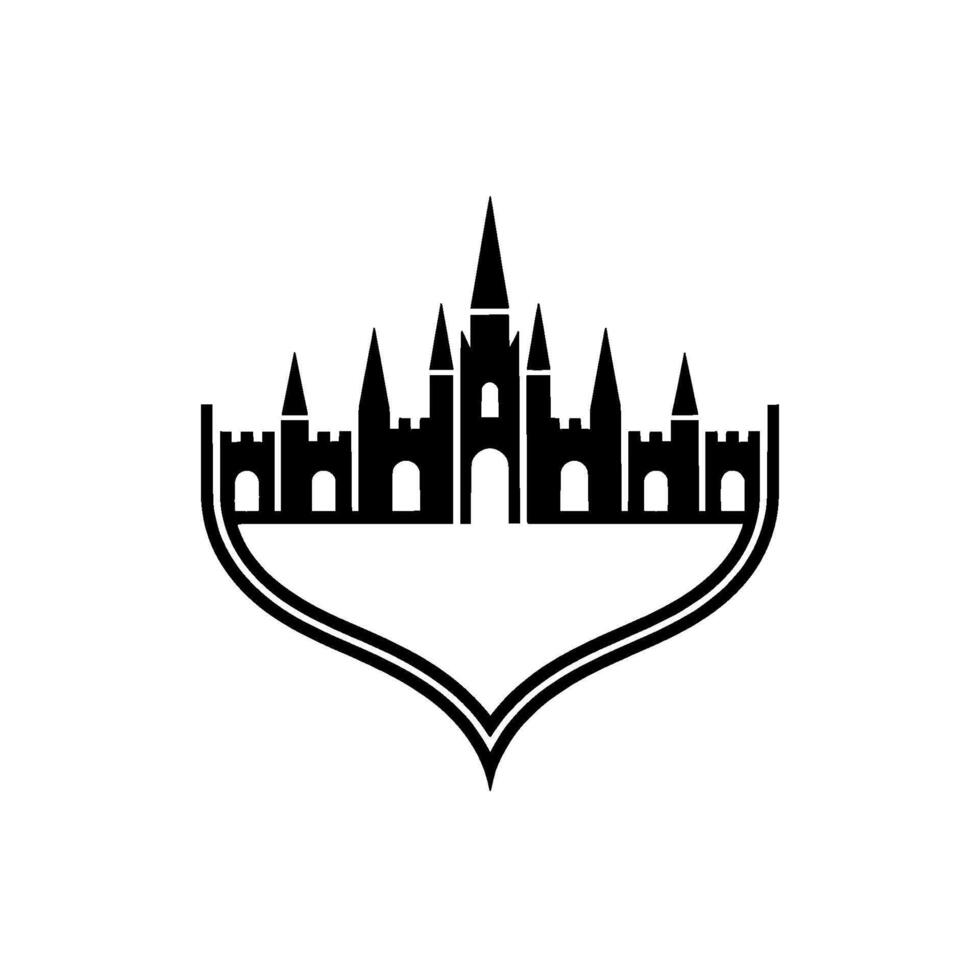 Gothic Castle Silhouette, Heart-Shaped Embrace vector