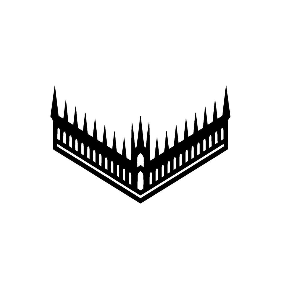 Gothic Fortress Silhouette, Minimalist Emblem, Lineart vector