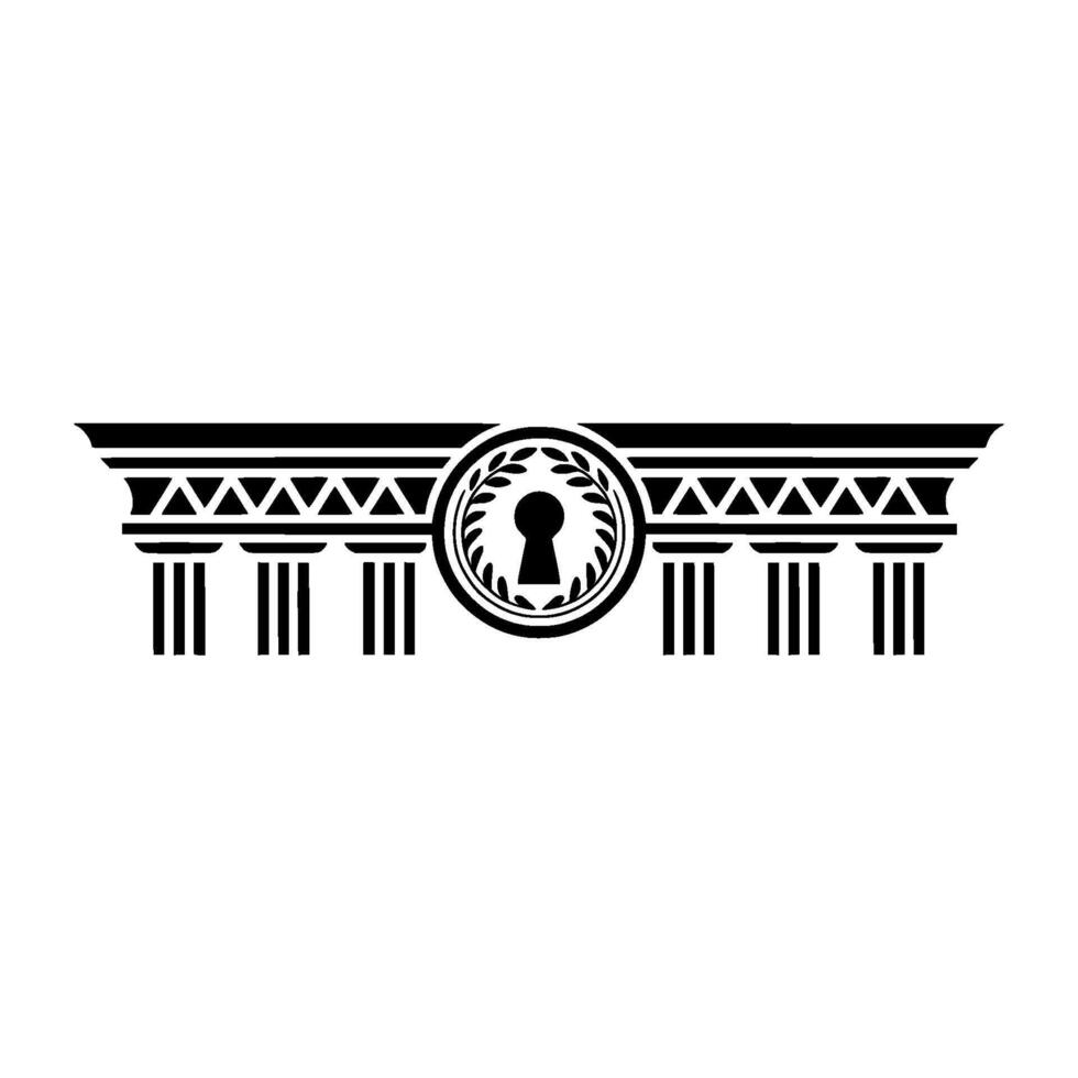 Classical Key Architectural Emblem of Security and Heritage vector