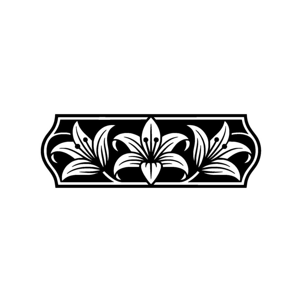 Elegant Lily Border, Vintage Botanical Illustration, Floral vector