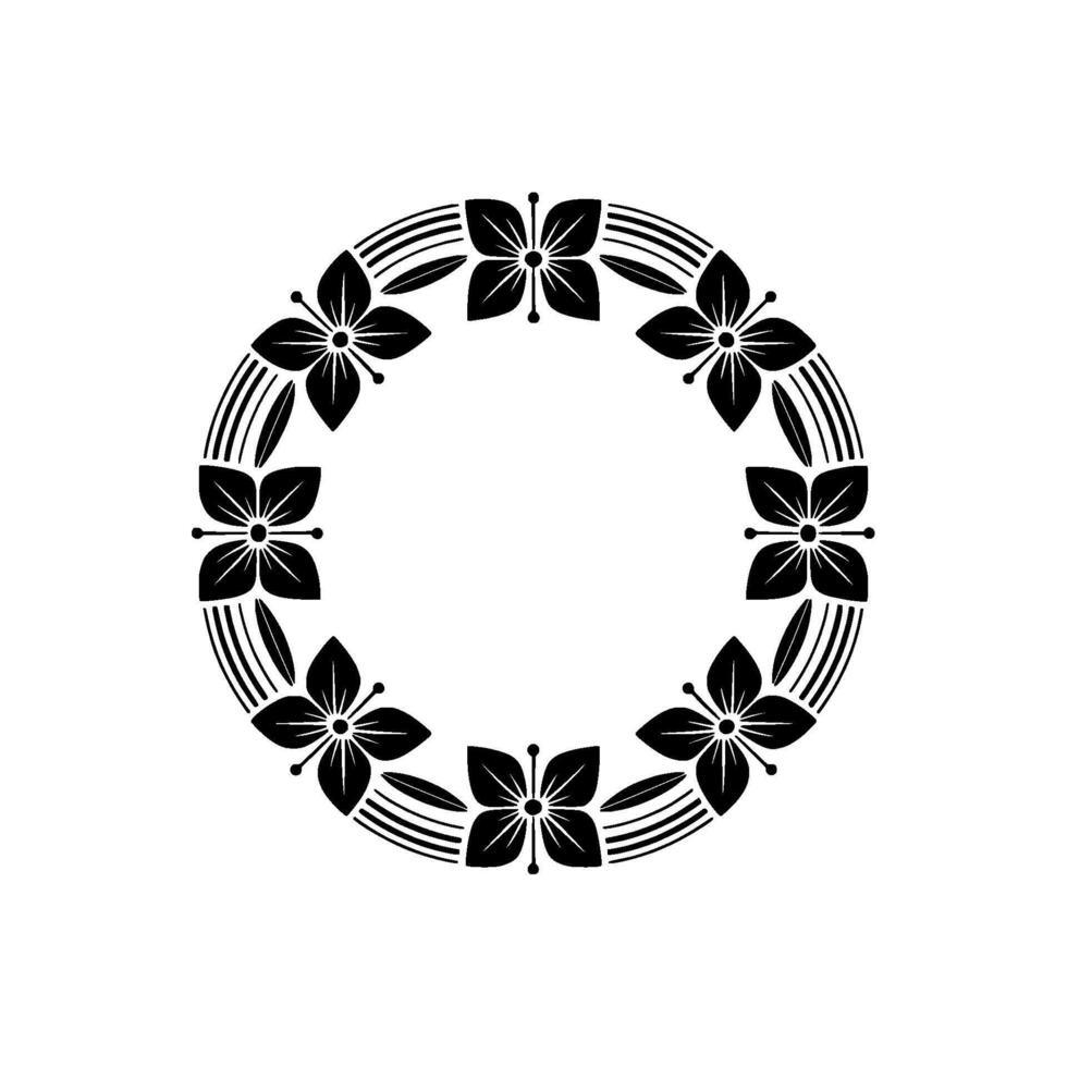Elegant Floral Circle Emblem, Minimalist, Decorative vector