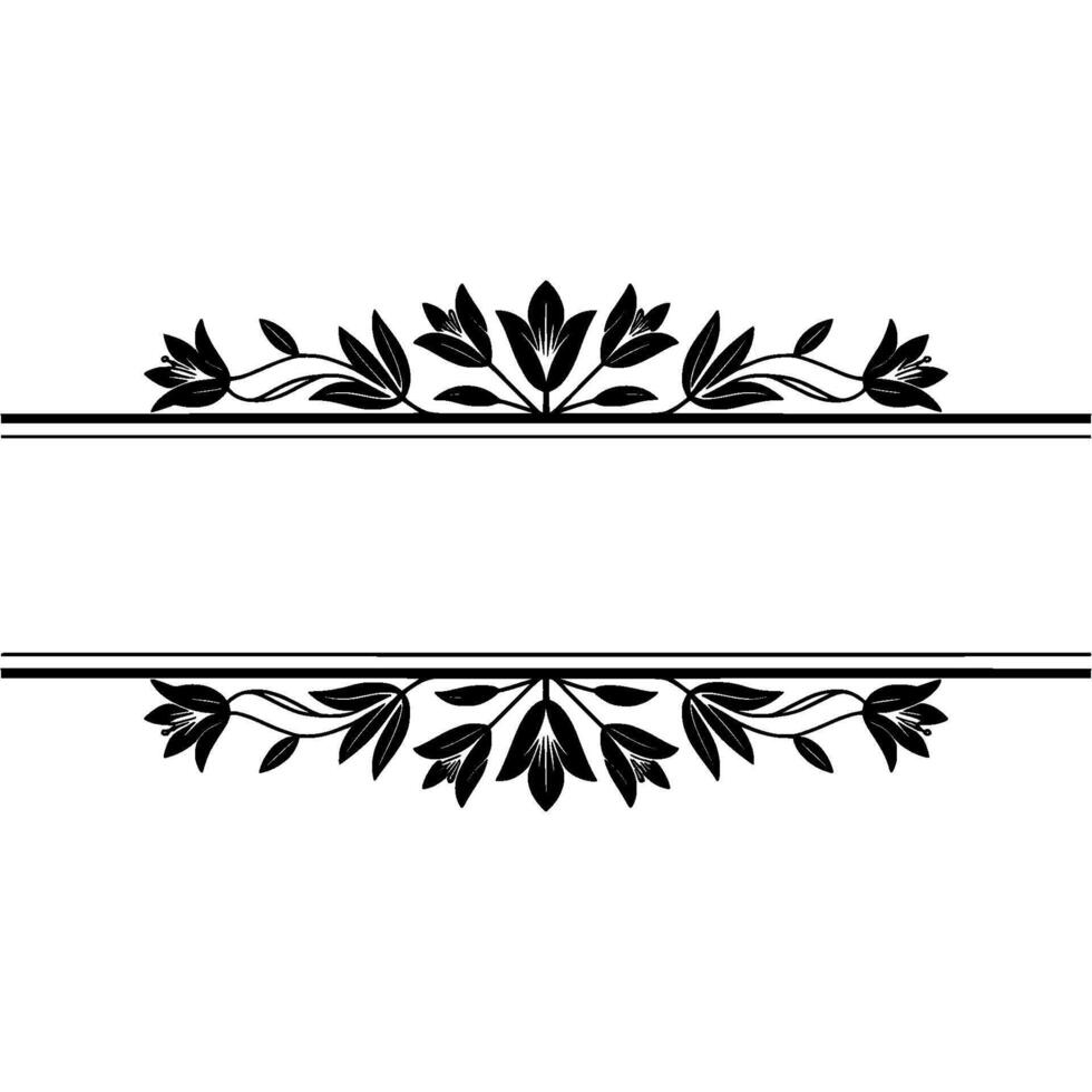 Elegant Botanical Border, Vintage Element - Lineart vector