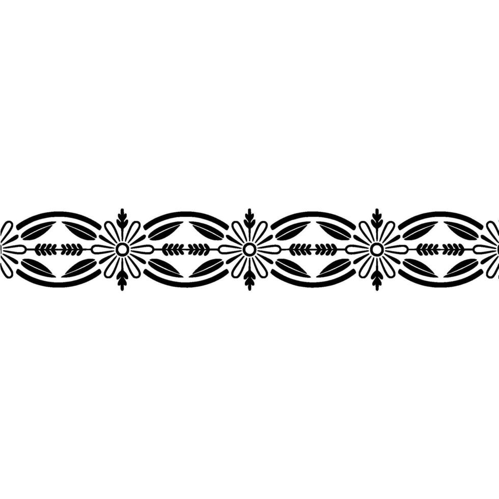 Elegant Floral Border, Vintage, Decorative Element - Line vector