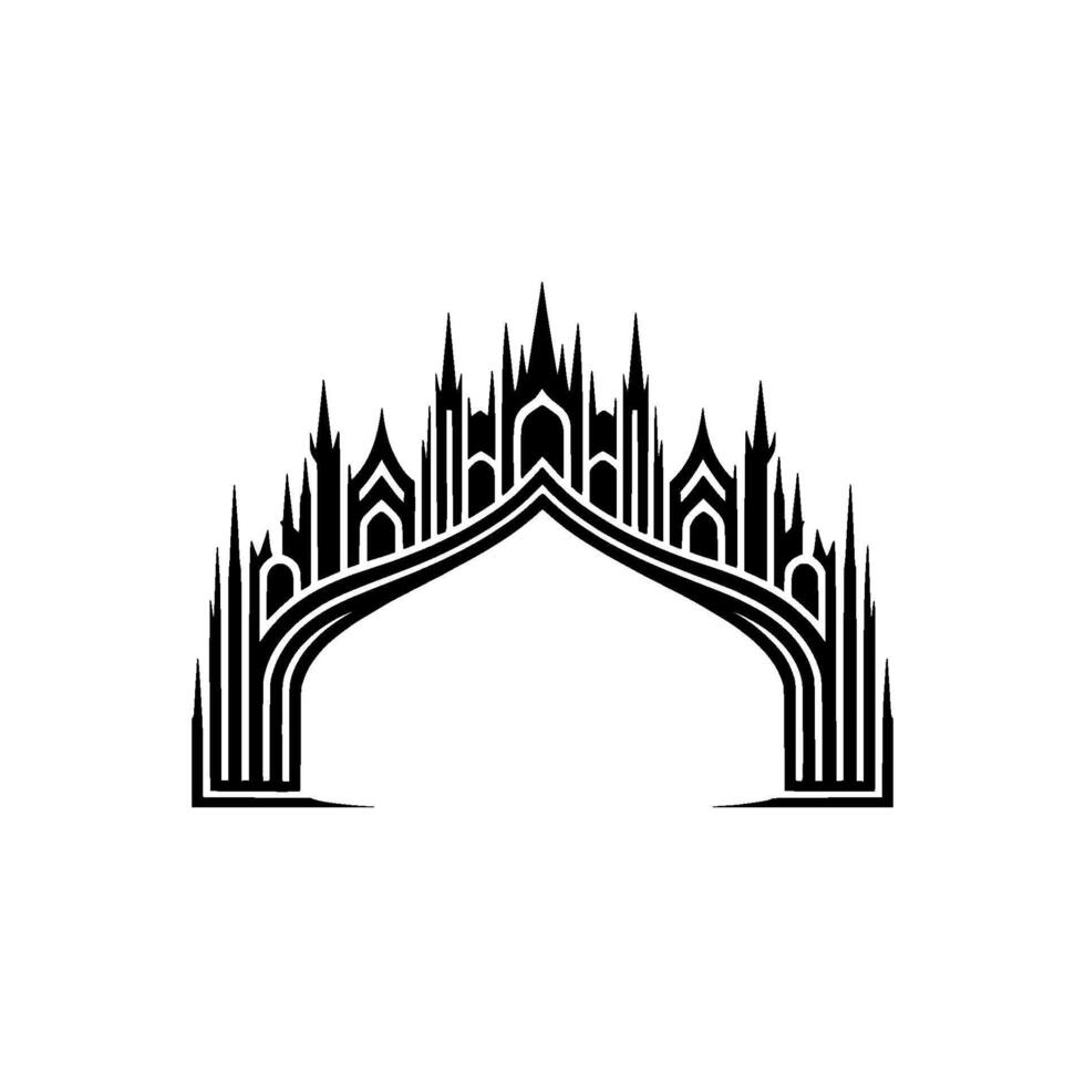 Gothic Archway, Minimalist Emblem, Symbolic Gateway vector