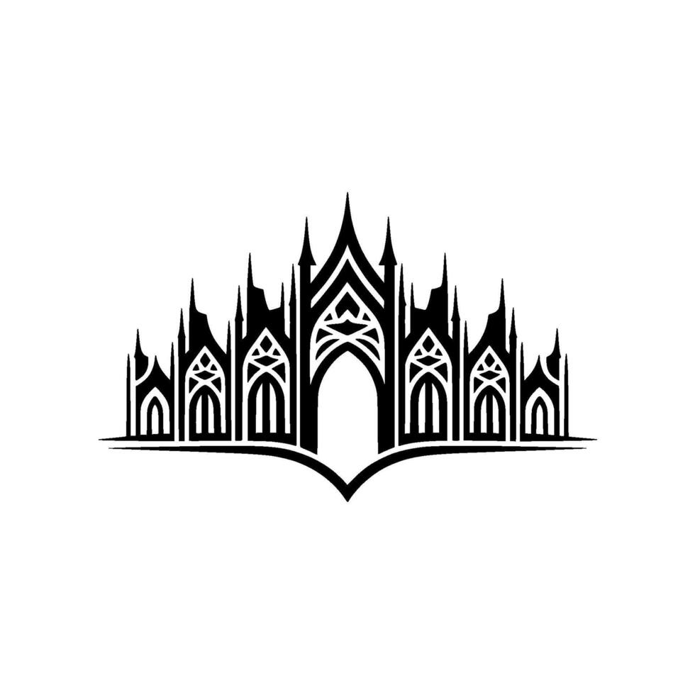Gothic Arch Silhouette, Regal Emblem, Architectural vector