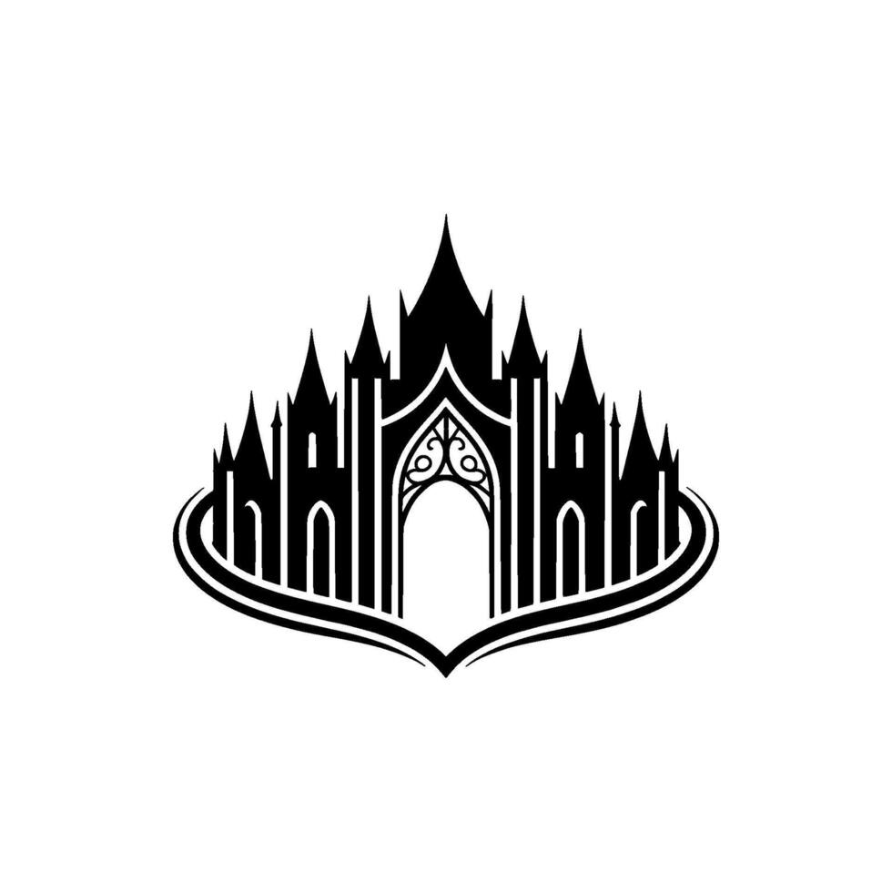Gothic Archway Silhouette, Regal Emblem, Medieval Symbolism vector