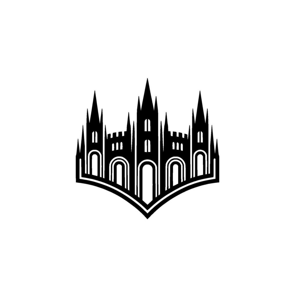 Gothic Castle Silhouette, Emblem, Minimalist, Architecture vector