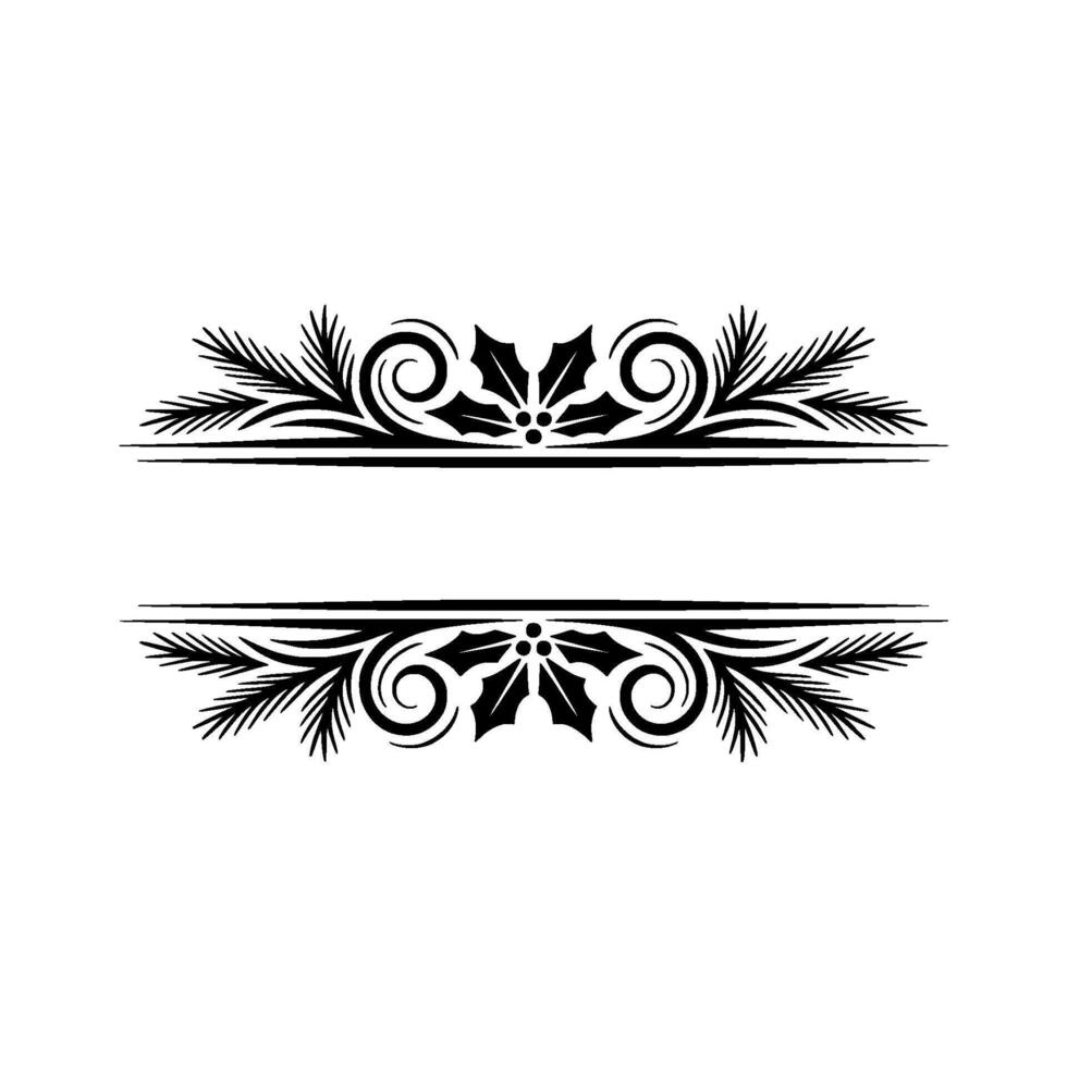 Elegant Holly Branch Divider, Vintage Element vector