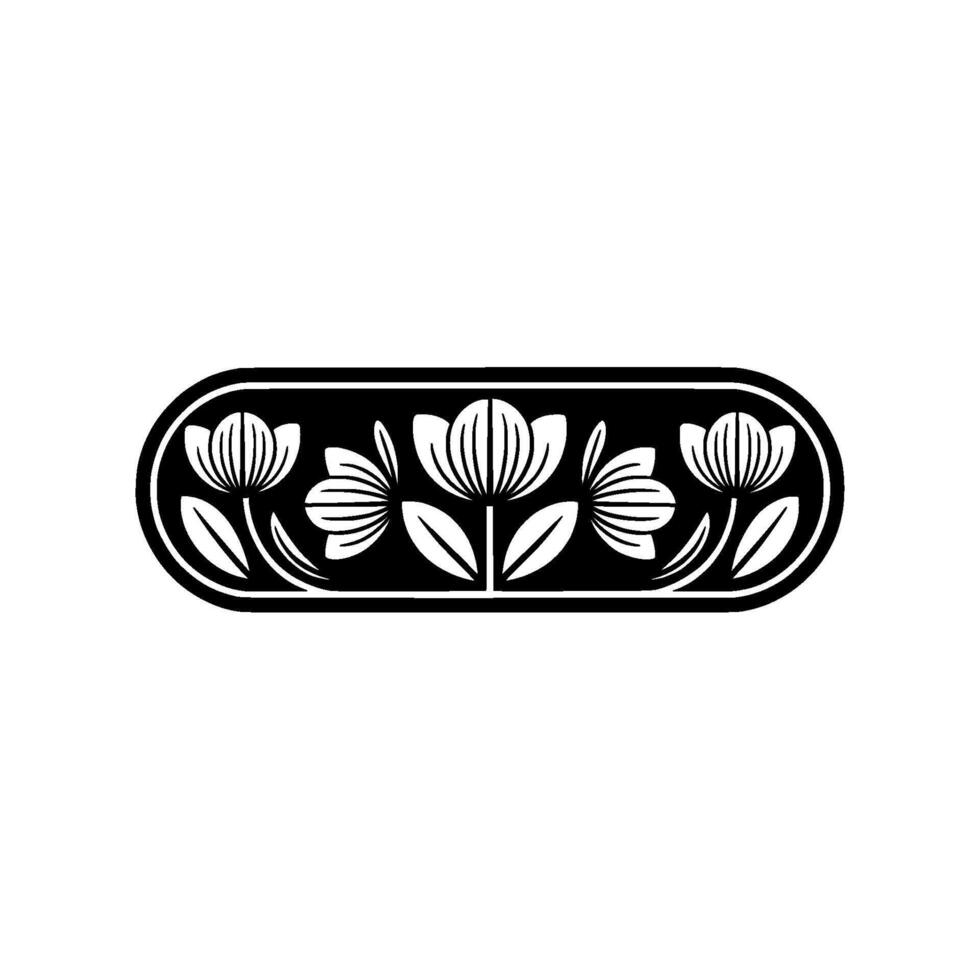 Elegant Black White Tulip Emblem, Vintage vector