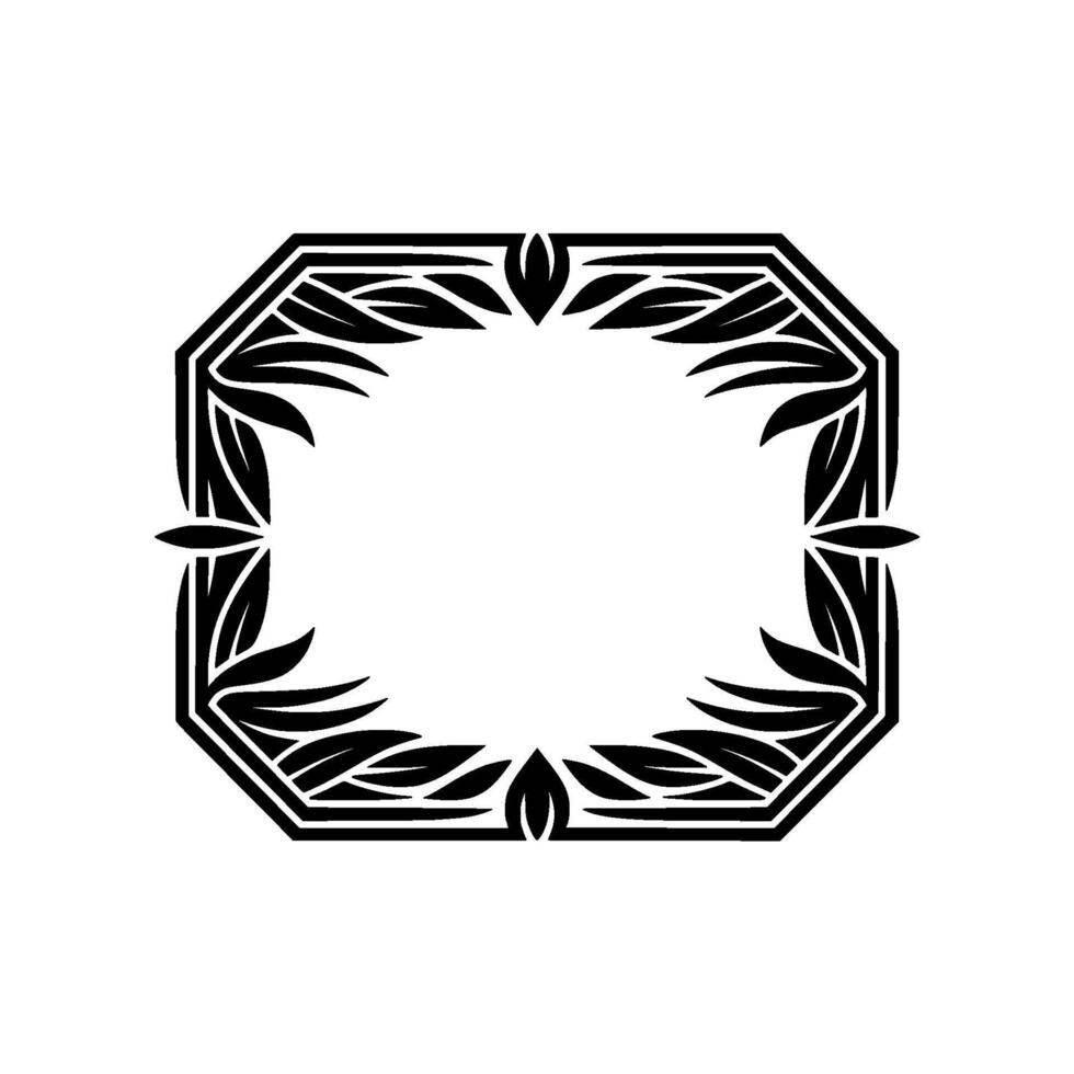 Geometric Deco Frame, Stylized Leaf Motif vector