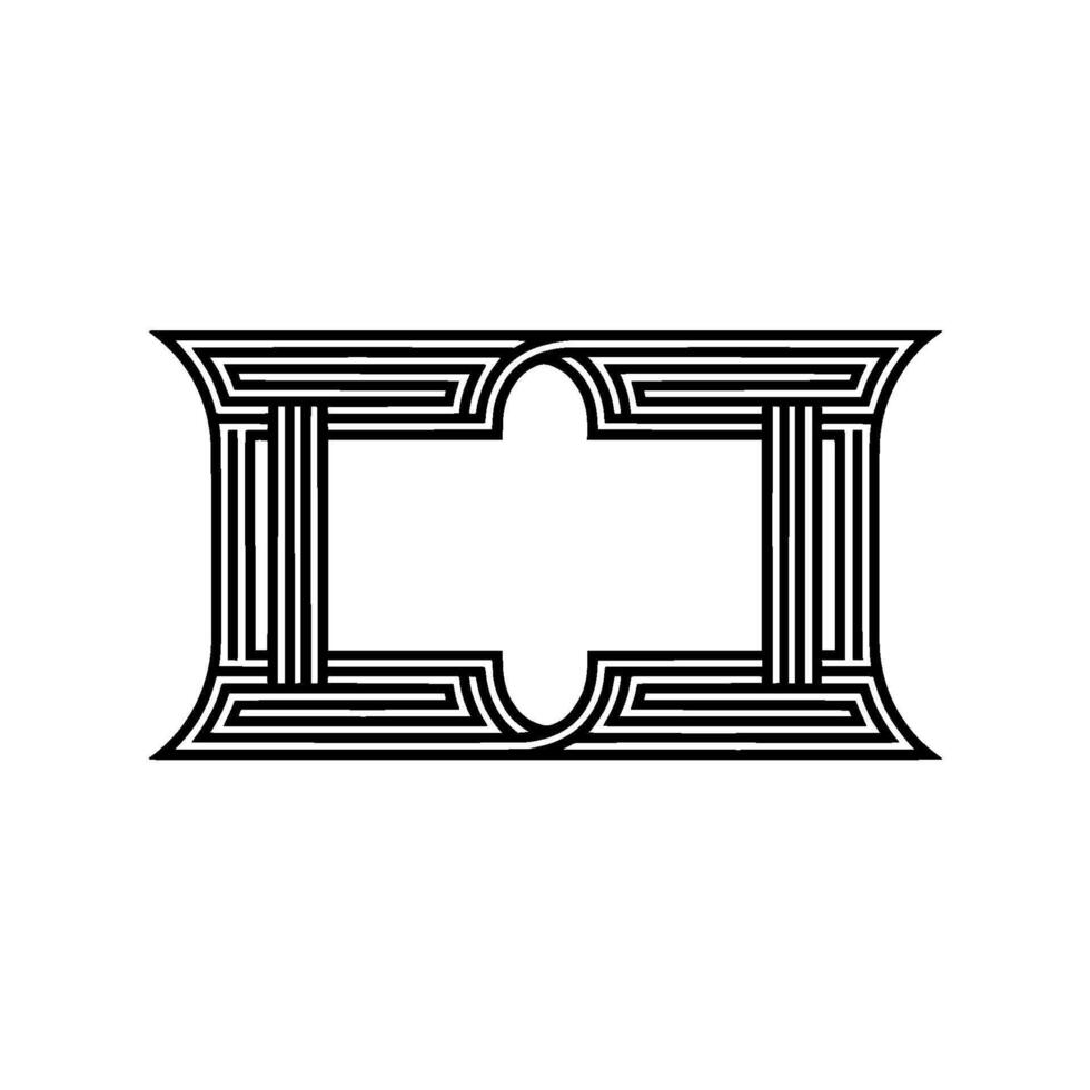 Geometric Deco Frame, Minimalist, Elegant Outline - Stylized vector