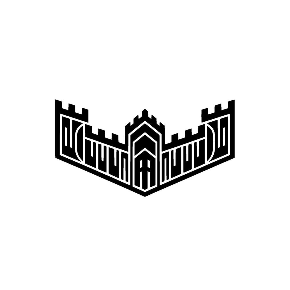 Geometric Fortress Emblem, Modern Gothic, Architecture vector
