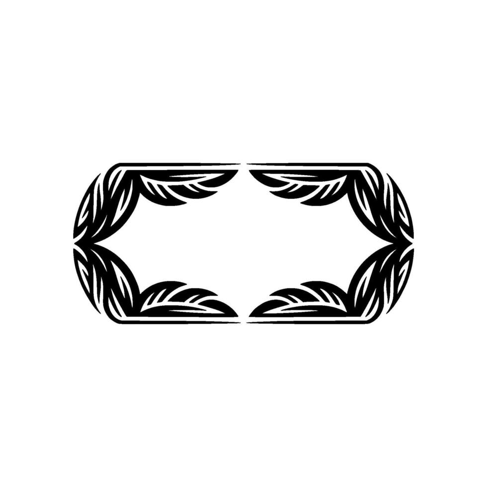 Tribal Frame, Stylized Leaf Border, Minimalist vector