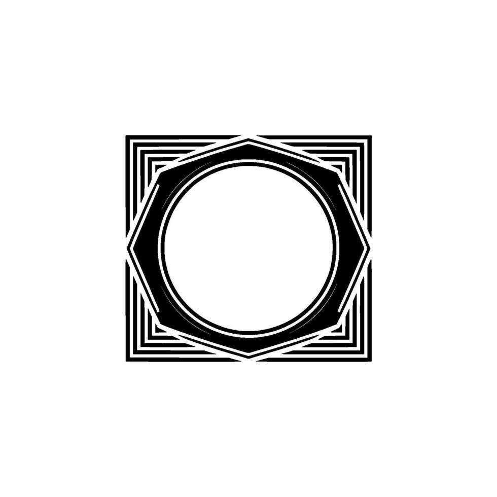 Geometric Circle Frame, Art Deco Style, Minimalist, Lines vector