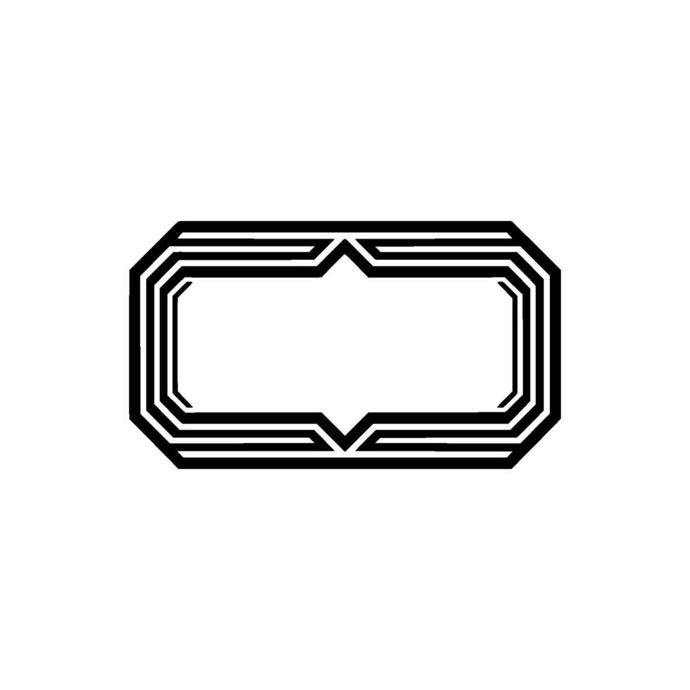 Geometric Deco Frame, Minimalist, Elegant Outline, Template vector
