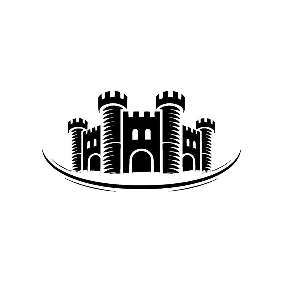 Regal Fortress Emblem, Minimalist Silhouette, Shield vector