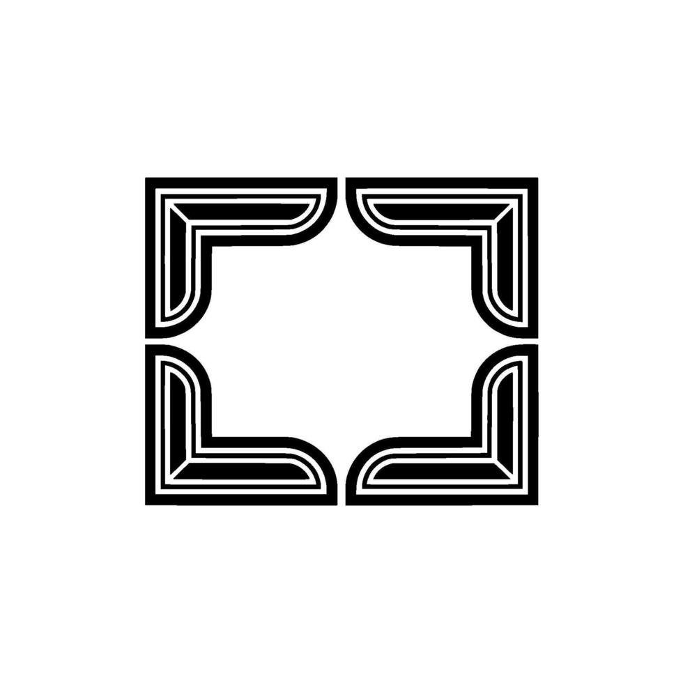 Geometric Deco Frame, Minimalist, Elegant Border, - Square vector