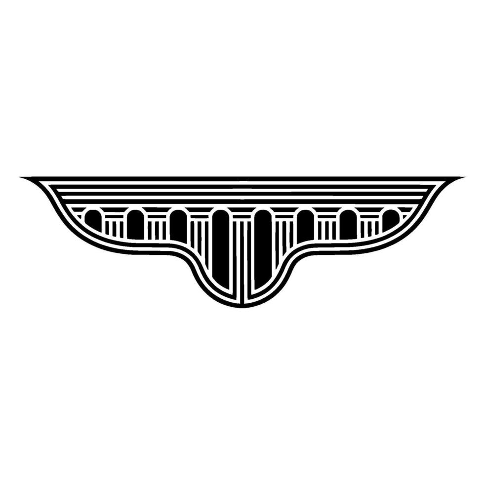 Art Deco Winged Crest Geometric Ornamentation vector