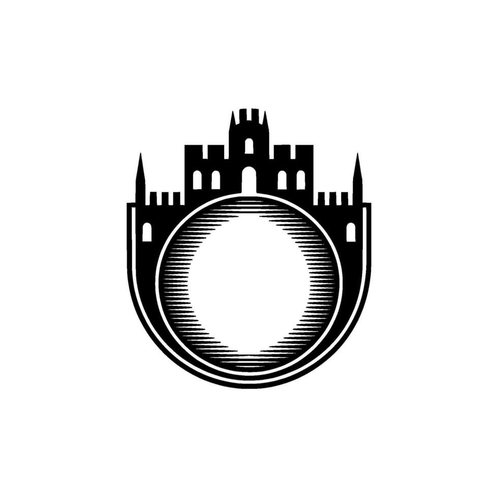 Regal Fortress Emblem, Vintage Silhouette vector