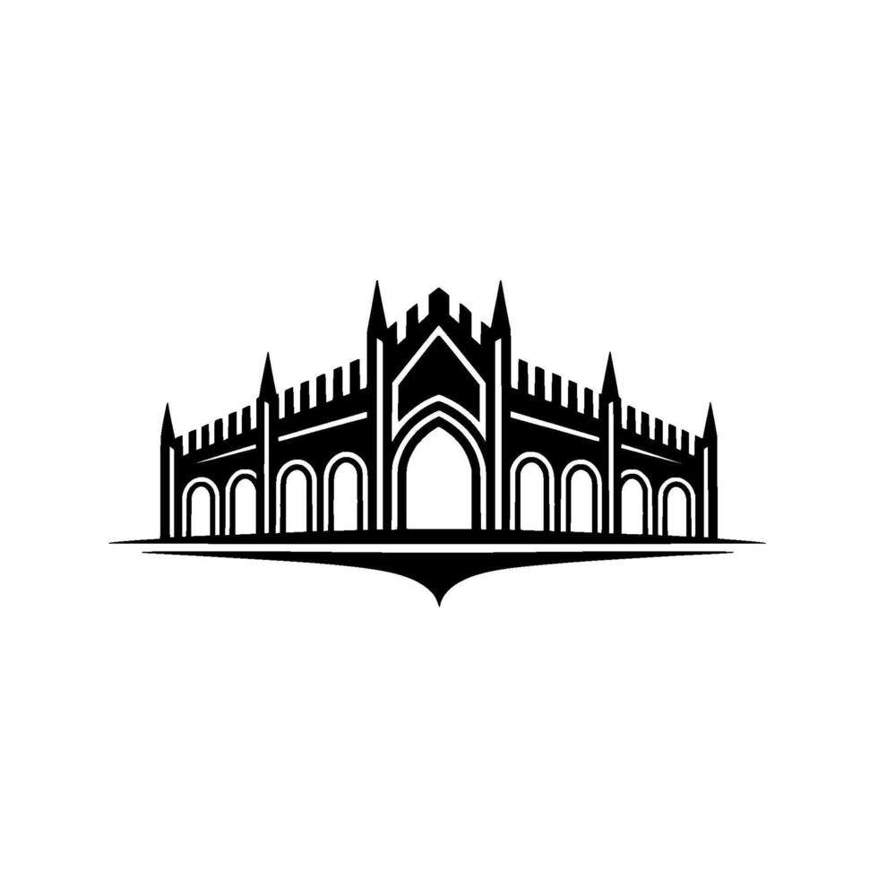 Gothic Fortress Emblem, Regal Silhouette, Minimalist vector