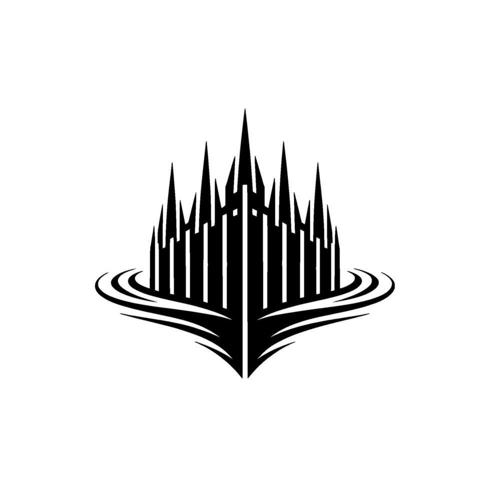 Gothic Citadel Silhouette, Abstract Wave vector