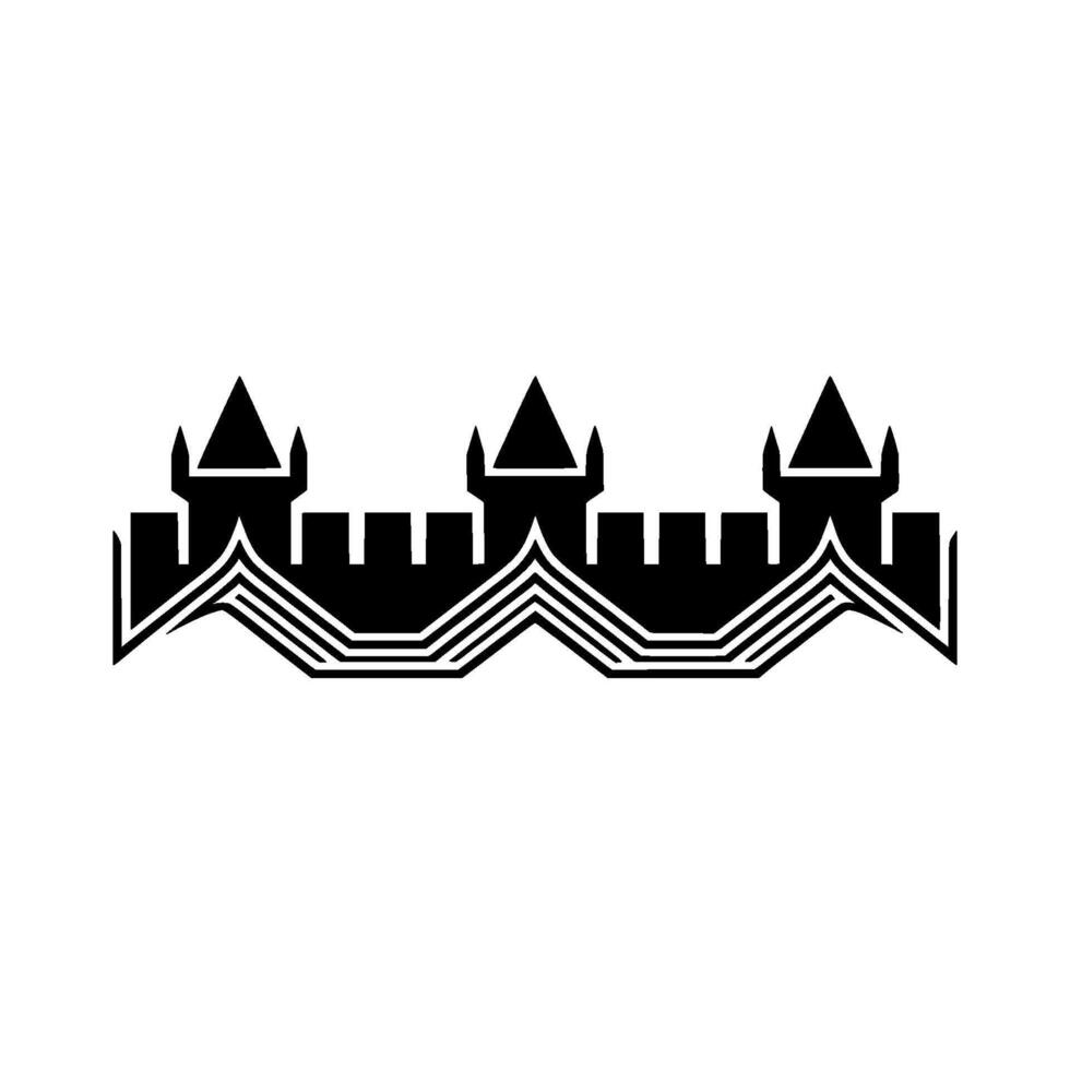 Geometric Fortress Stylized Black Castle Silhouette vector