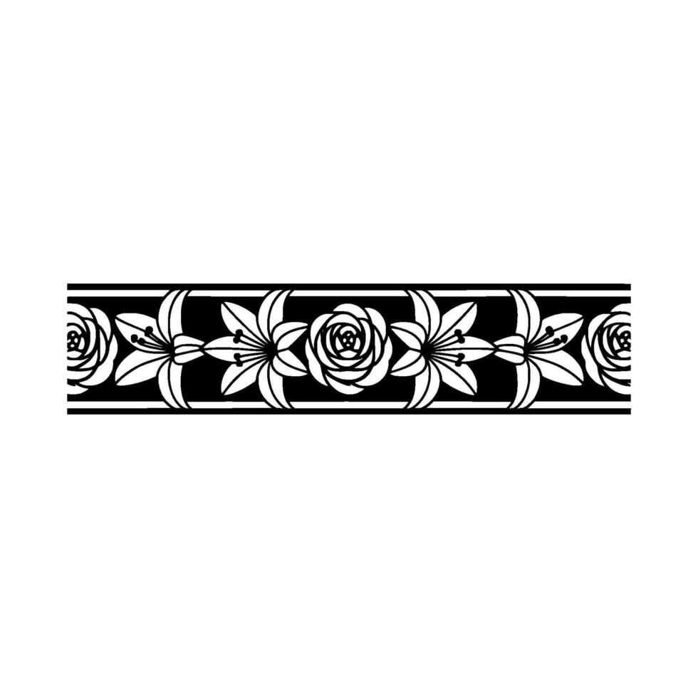 Elegant Floral Border, Art Deco Style - Rose vector