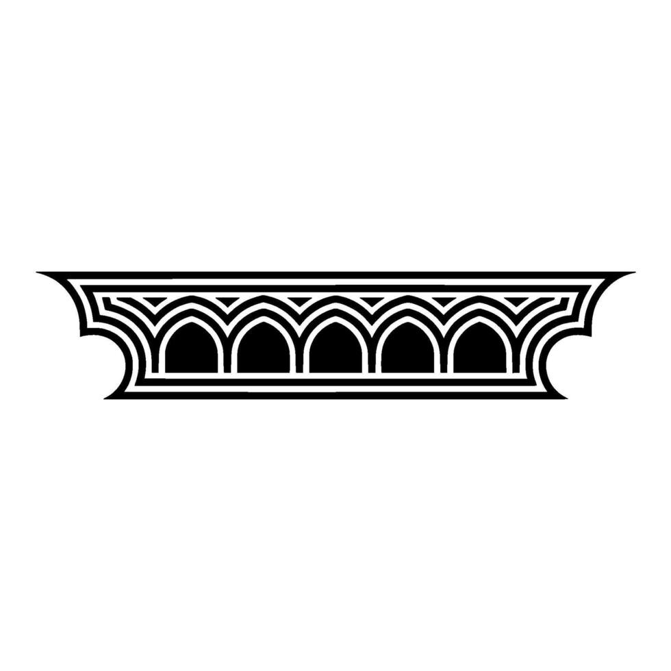 Gothic Arch Ornament, Detailed Black and White, Decorative vector