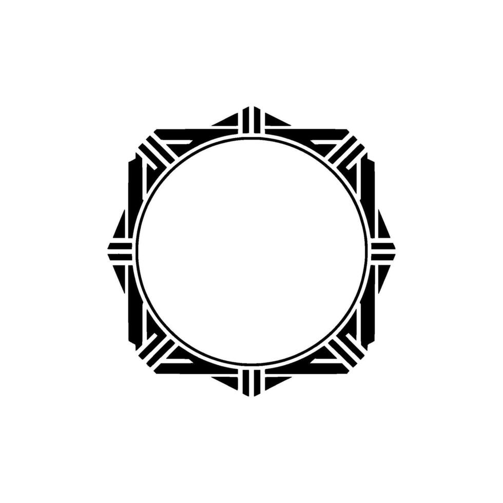 Geometric Deco Frame, Minimalist, Circular Motif - Pattern vector