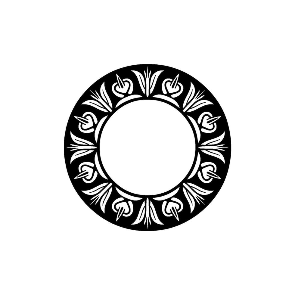 Intricate Black Ornamental Circle, Minimalist vector