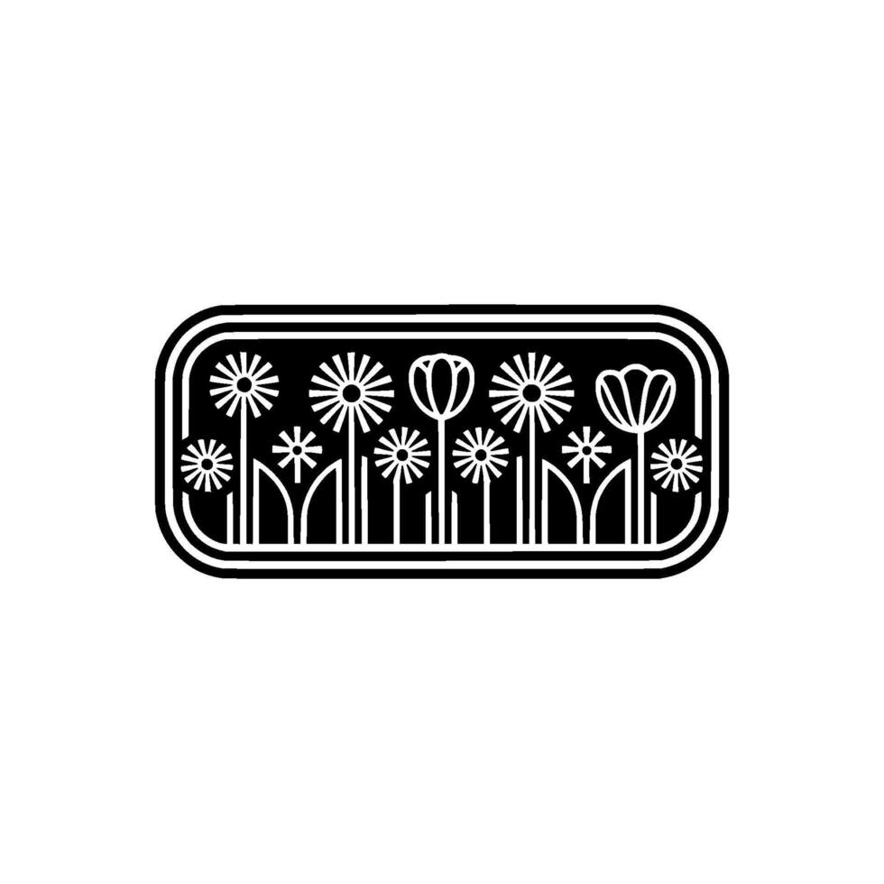 Geometric Floral Emblem, Mid-Century Modern vector