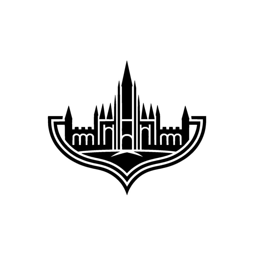 Geometric Cityscape Emblem, Art Deco Revival vector
