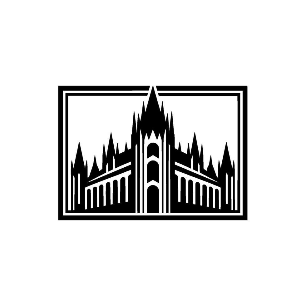 Gothic Castle Silhouette, Minimalist Emblem, Geometric vector