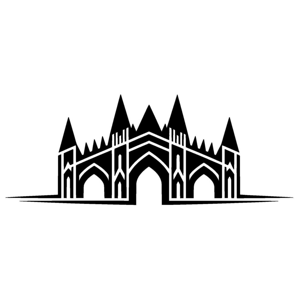 Gothic Bridge Silhouette, Minimalist Emblem vector