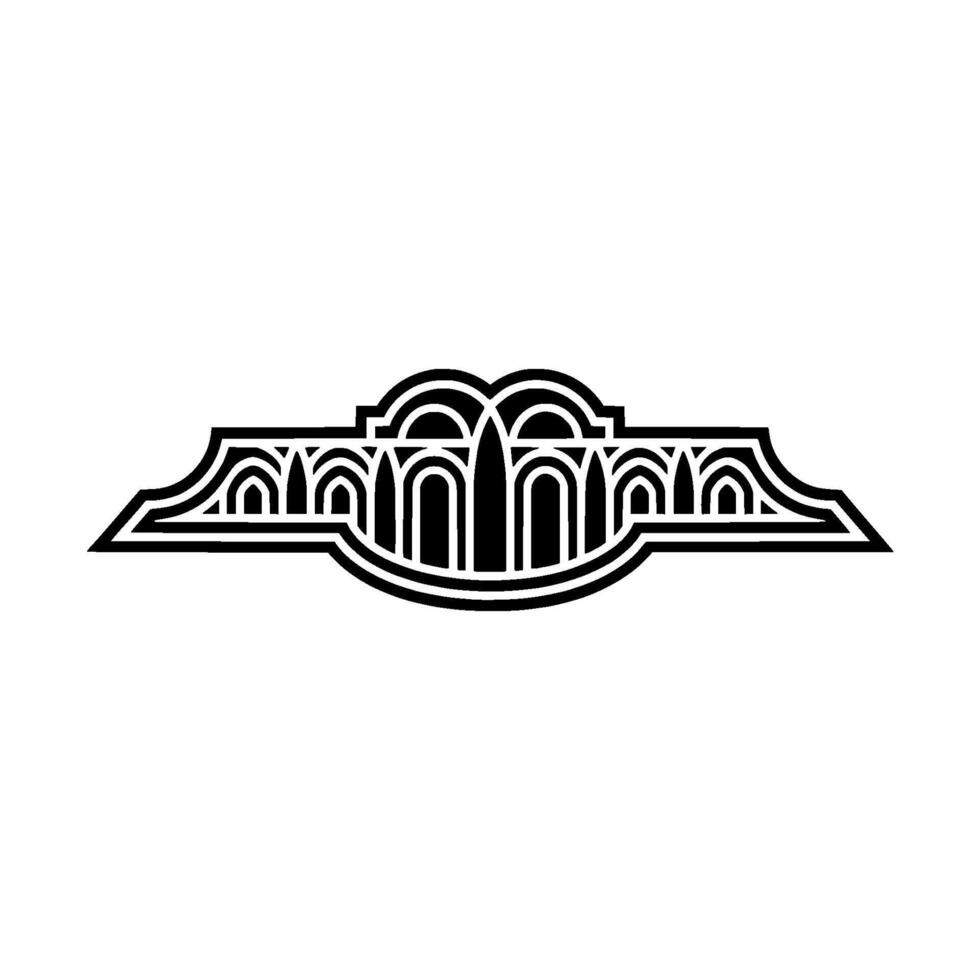 Art Deco Crest Geometric Ornament, Elegant vector