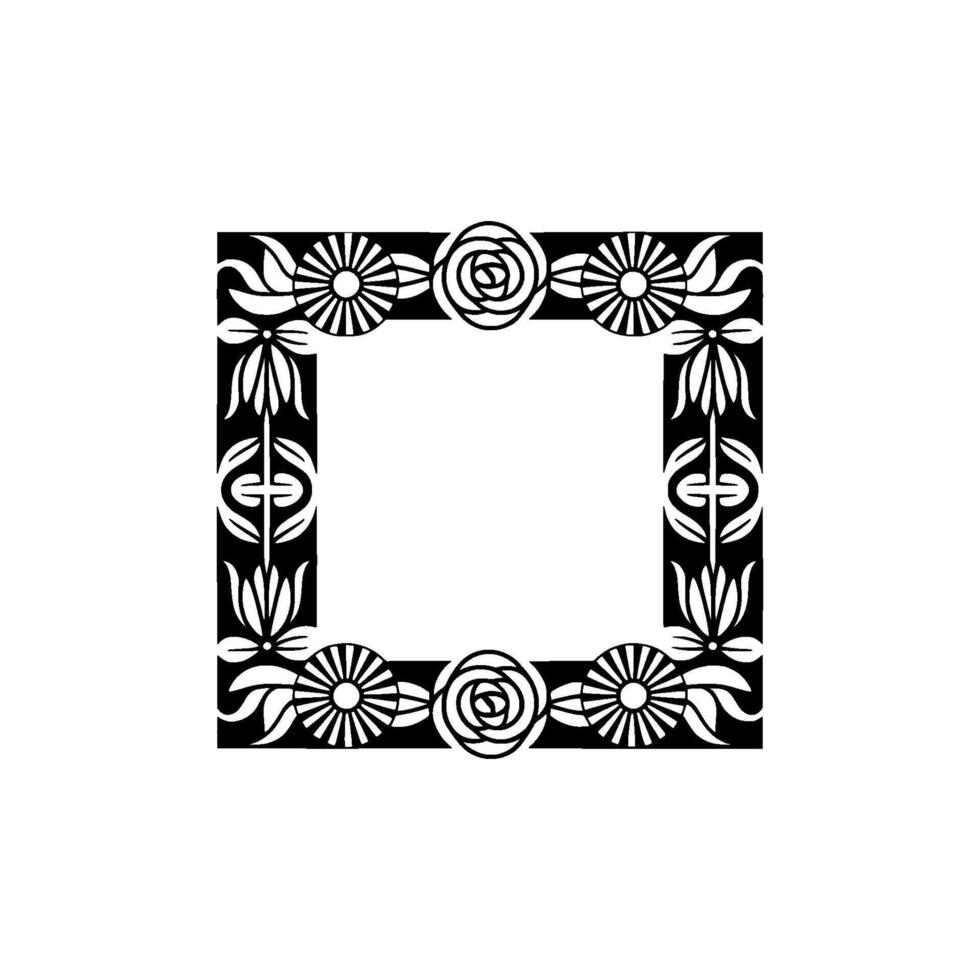 Geometric Floral Frame, Art Deco Style vector