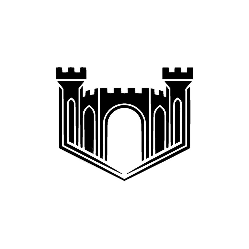 Gothic Fortress Emblem, Modern Silhouette vector