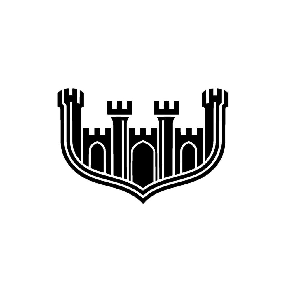 Geometric Fortress Emblem, Vintage Shield vector