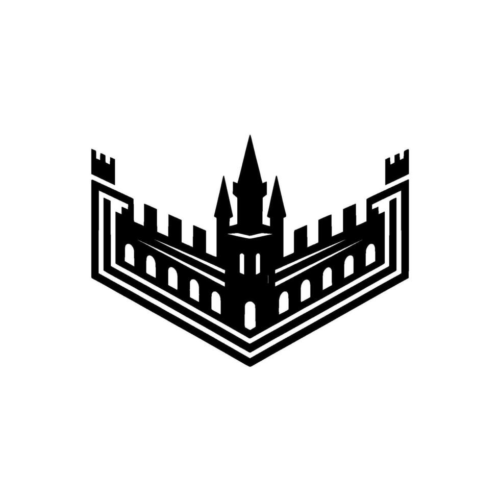 Geometric Fortress Emblem, Minimalist - Castle vector