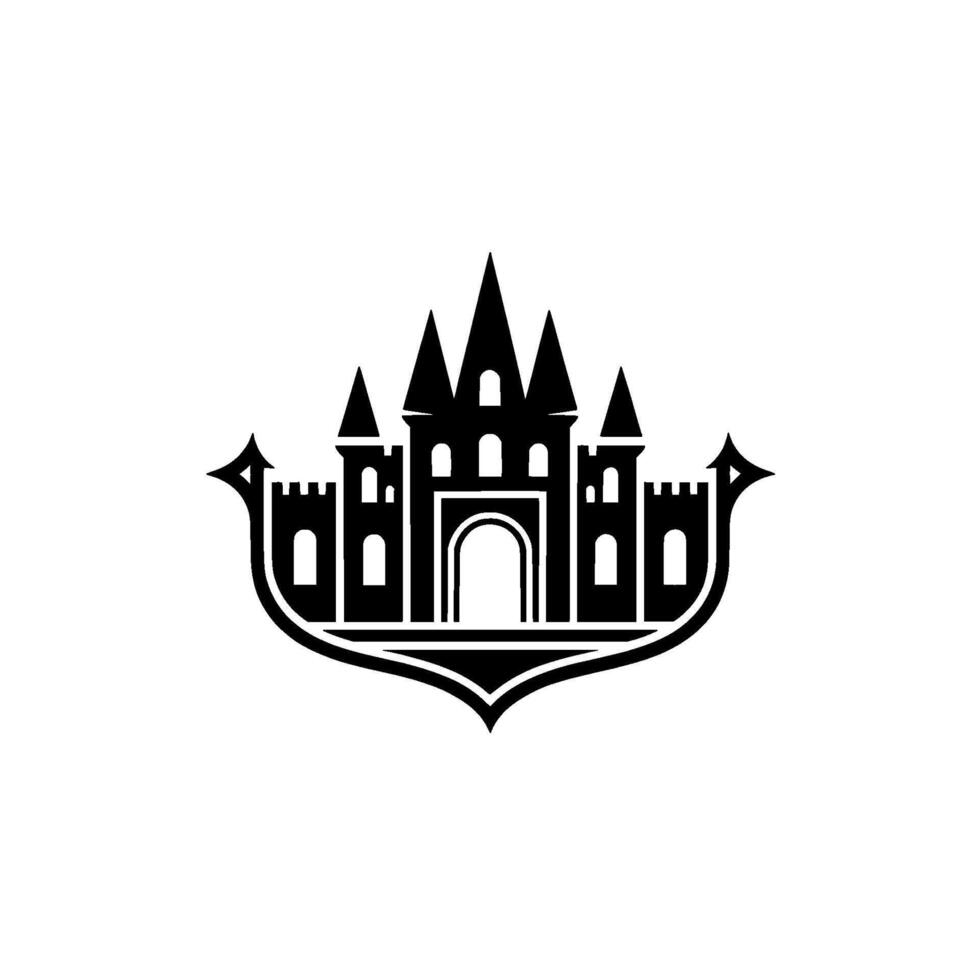 Regal Fortress Emblem, Minimalist Silhouette, Medieval vector