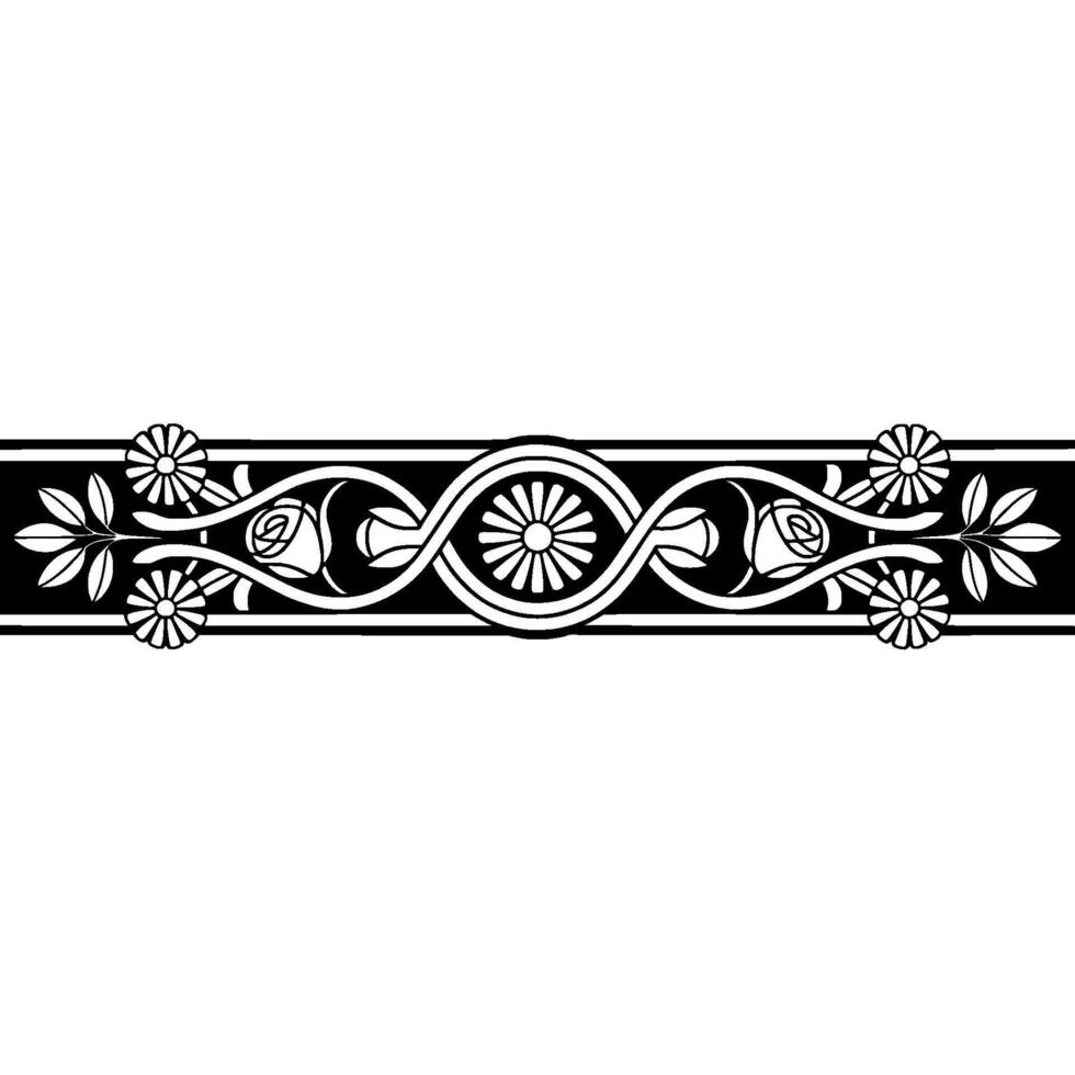 Elegant Art Nouveau Floral Border, Vintage vector