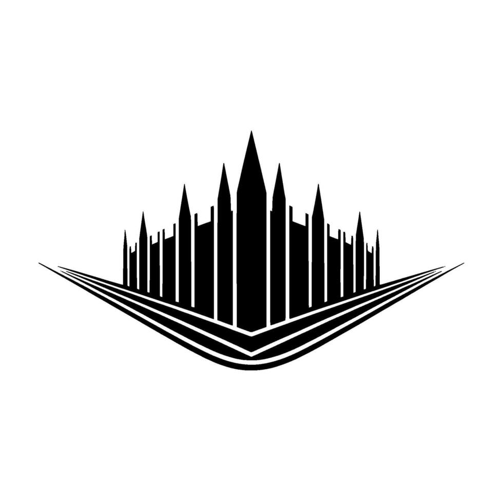 Gothic Cityscape Silhouette, Minimalist Emblem vector