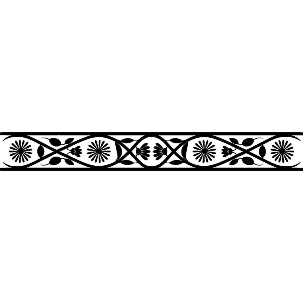 Elegant Botanical Border, Vintage Style, Lineart vector