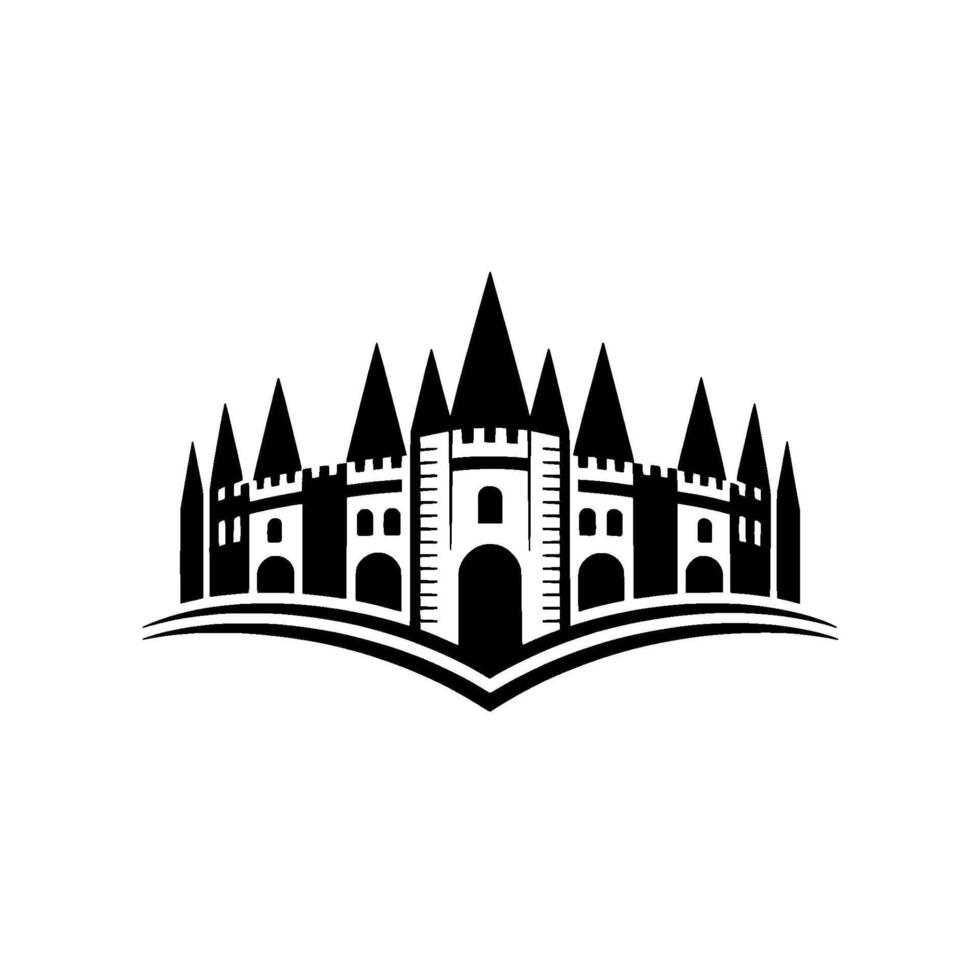 Regal Fortress Silhouette, Minimalist Emblem - Castle vector